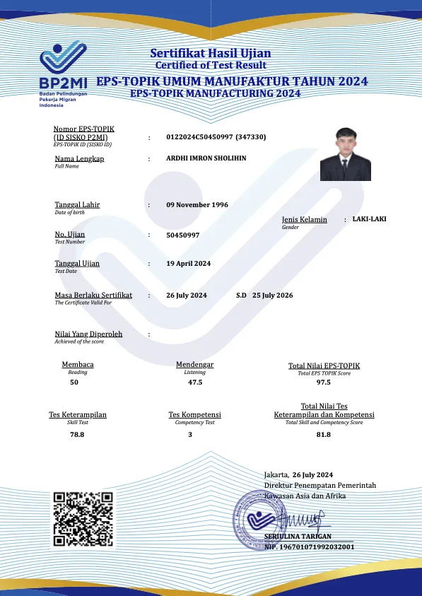 Lulus EPS-TOPIK 2024